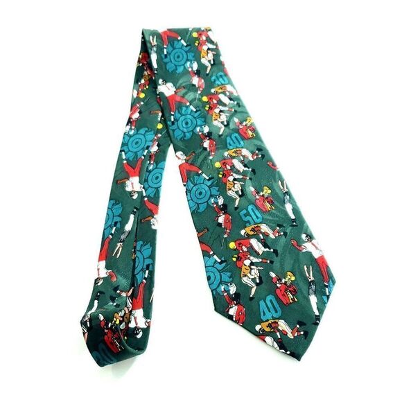 Win Lose Or Tie Limited Edition Green Football Jacquard Print‎ Wide Silk Tie - Picture 6 of 6